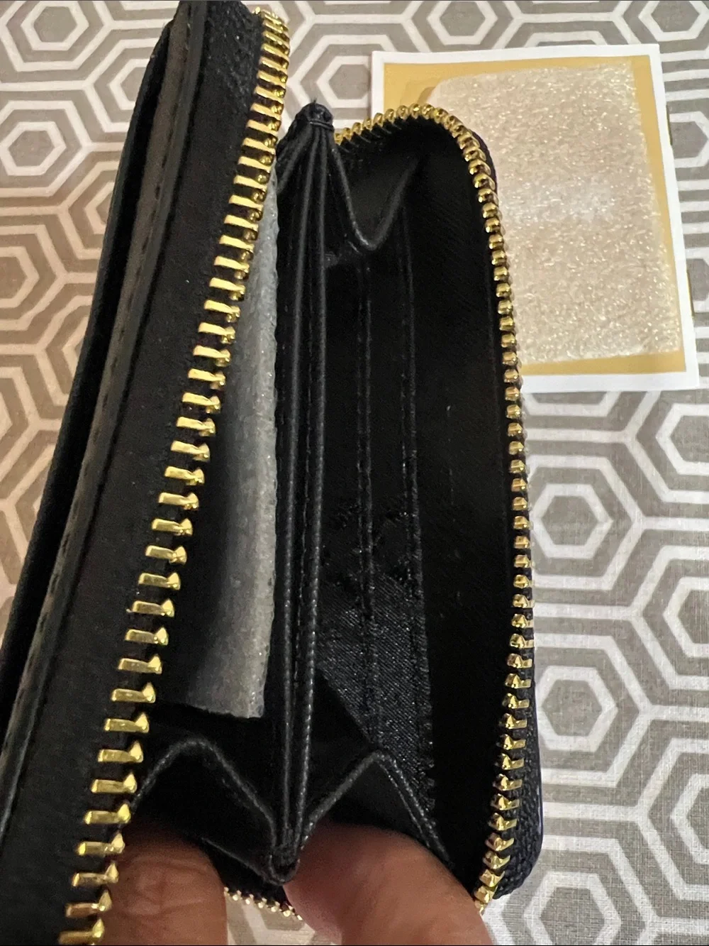 Michael Kors Black Card Case with Gold Logo Hardware